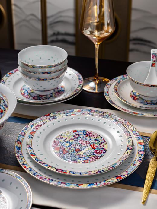 富玉 景德镇陶瓷 餐具套组 家用玲珑瓷 万花餐具 商品图1