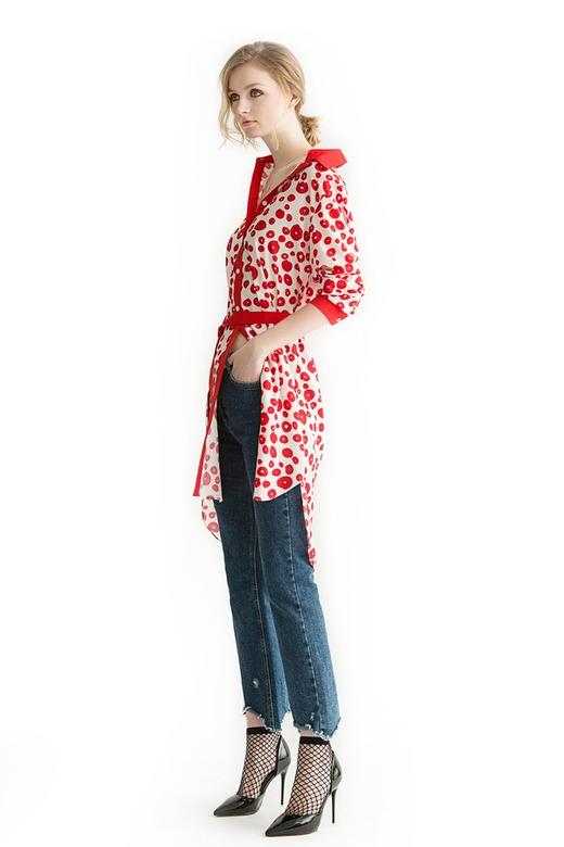 SINGLY 红色几何印花衬衫裙 1169 商品图4