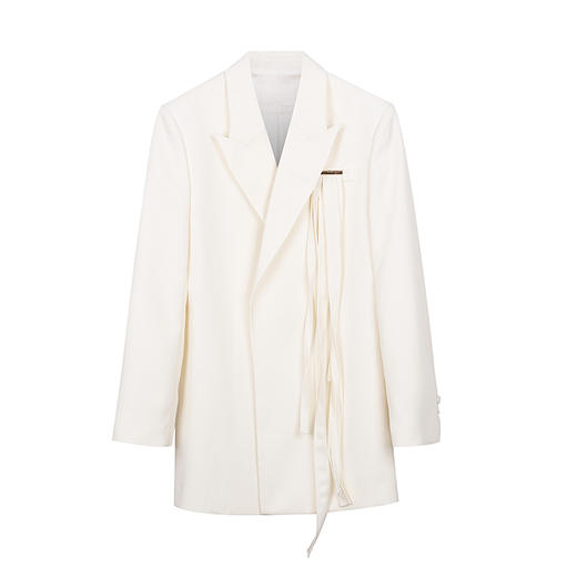 不对称溢边条直身西服 商品图0