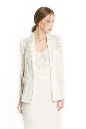ROSEHOO 椰奶白镂空西装外套 1144