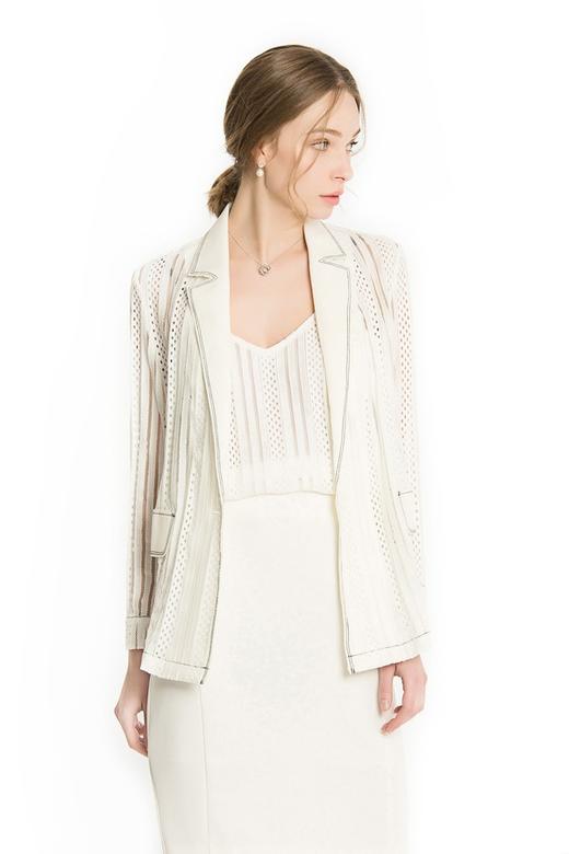 ROSEHOO 椰奶白镂空西装外套 1144 商品图0