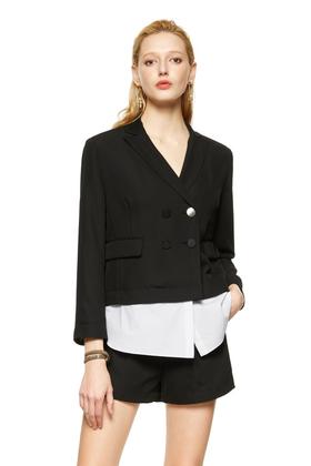 玛丝菲尔·素 可拆拼接黑白西装外套 8711