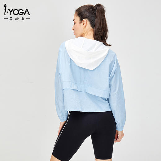 IYOGA艾瑜嘉瑜伽服连帽薄款透气吸汗外搭速干洋气健身跑步训练服罩衫拉链长袖J022 商品图1