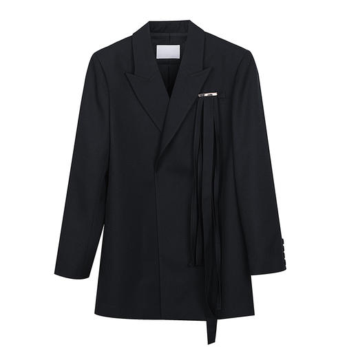 不对称溢边条直身西服 商品图0