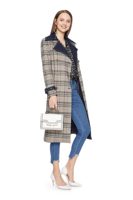 ELLA JADE 格纹翻领束腰长外套 5918 商品图3