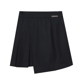 不对称百褶A字半身裙