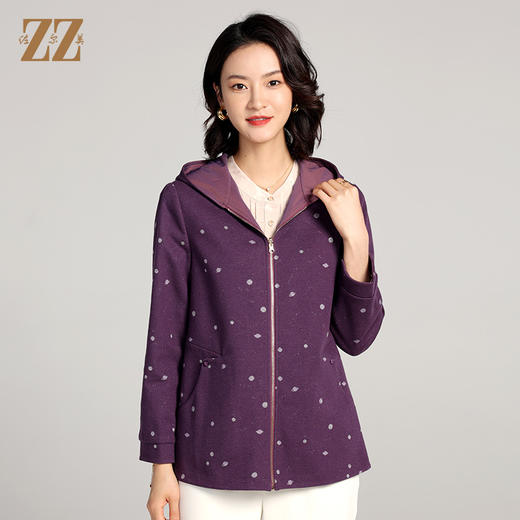 佐尔美2023春季新款 双面穿连帽波点上衣外套女E23SY02 商品图0