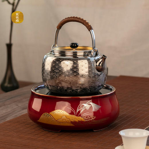 【莺歌烧旗舰店】百川归海 黄铜盖 烧水壶 商品图1