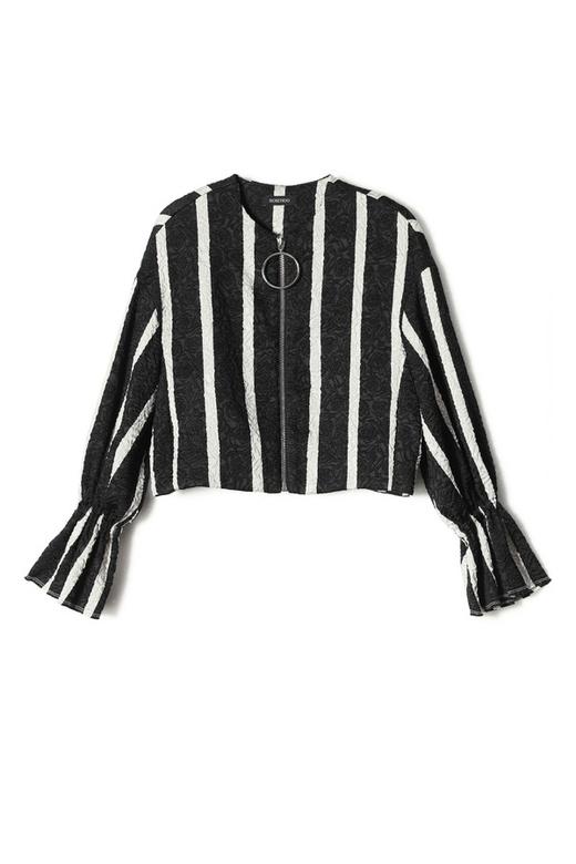 ROSEHOO 黑白撞色竖条纹夹克 1164 商品图5