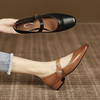 春夏新品，时尚潮流粗跟复古爆款粗跟单鞋平底一字扣浅口单鞋HYT-7197A 商品缩略图7