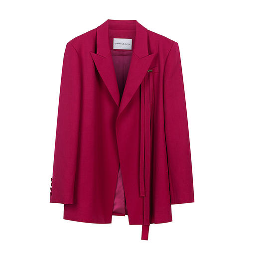 不对称溢边条直身西服 商品图0