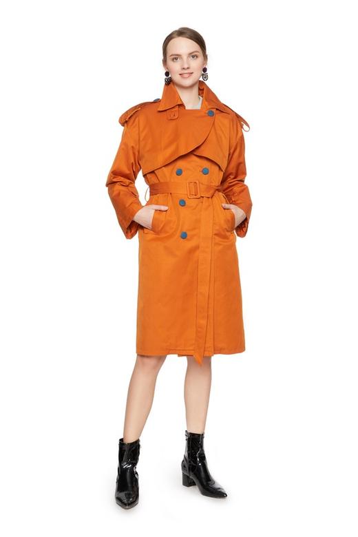 OCTAVIA 橙色双排扣束腰风衣 5978 商品图3
