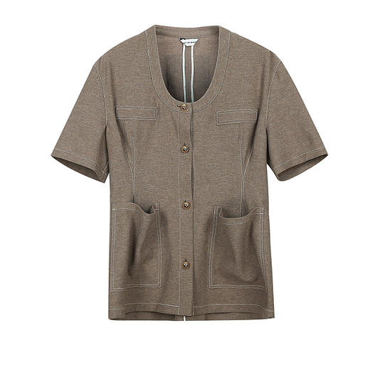 系扣圆领短袖西服 商品图0