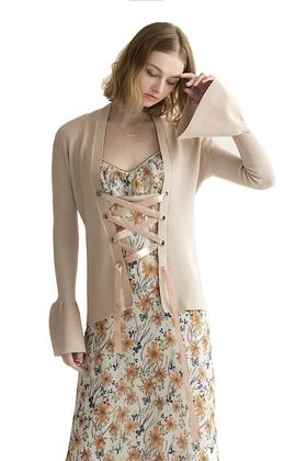 JUNNE 丝带装饰裸粉色针织衫 1136