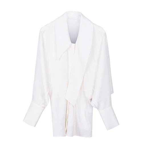 单边飘带领蝙蝠袖衬衫 商品图0