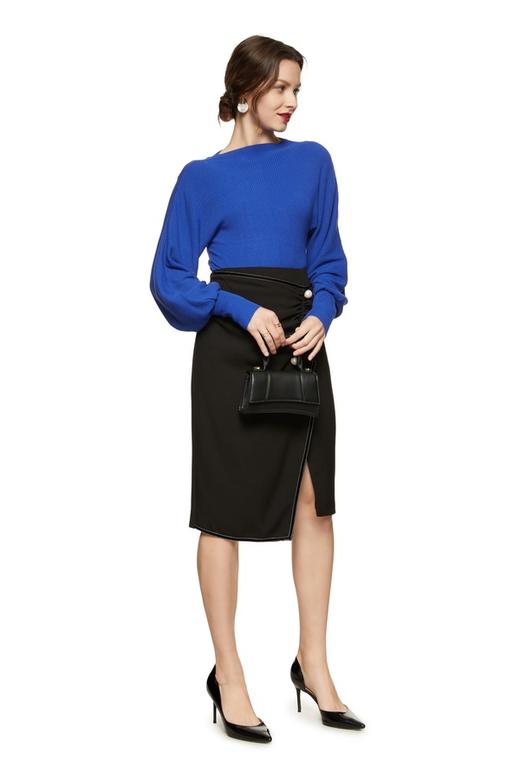 Kai & Kiera 蓝色优雅羊腿袖上衣 8769 商品图1