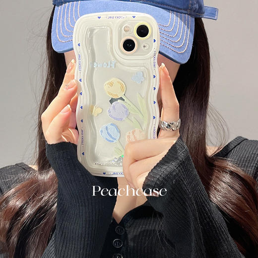 「苹果系列」小众艺术流沙郁金香适用苹果14promax手机壳iPhone1312pro手机膜壳 商品图1