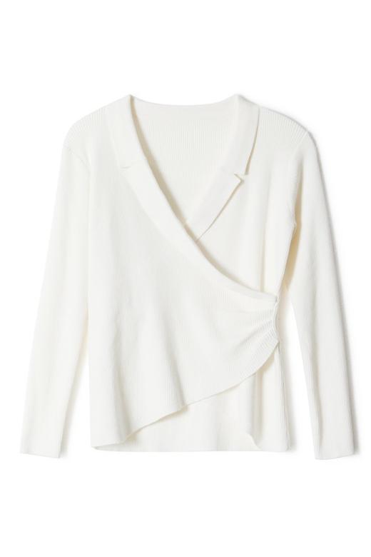 ELLA JADE 白色围裹式深V上衣 8728 商品图4