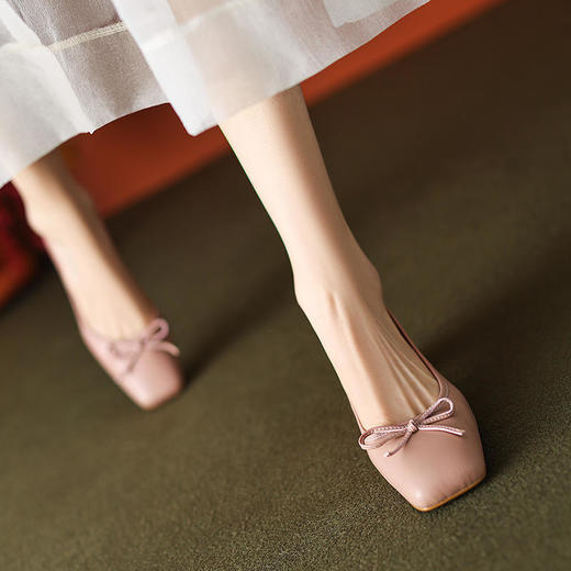 OLD m1295aa法式复古蝴蝶结中跟玛丽珍小皮鞋 商品图1