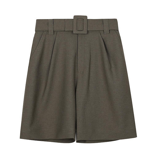 宽松压褶腰带阔腿短裤 商品图0