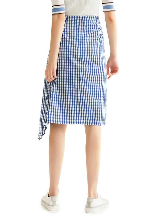EMC亿美丞 蓝色格纹仿围裹式半裙 1108 商品图2