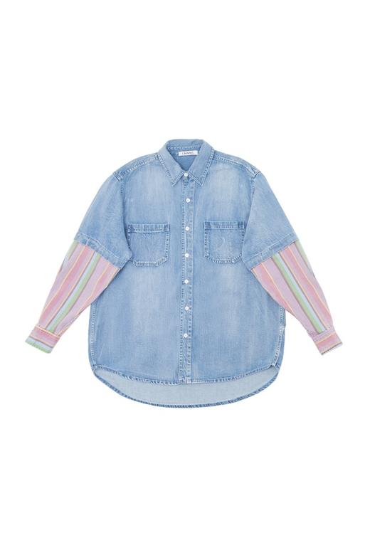 LNNNS 条纹拼接牛仔外套 5179 商品图4