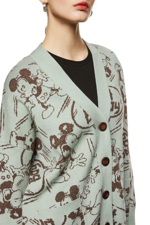 URBAN REVIVO 蓝绿色卡通图案毛衣开衫 8811 商品图3