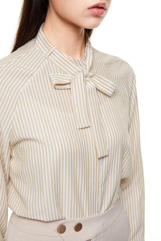 LNNNS 米色条纹系带衬衣 8789 商品图3