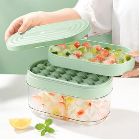 【日用百货】-新款家用透明带盖冰块储冰盒食品级硅胶冰格制冰模具