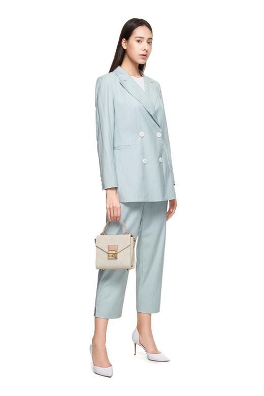 ESTELLICA 浅蓝条纹开衩西服套装 8872 商品图0