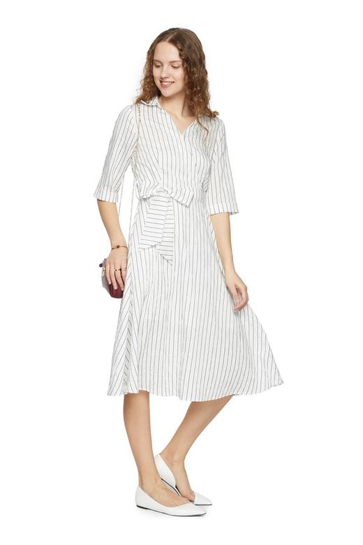 OCTAVIA 条纹V领束腰衬衫裙 5604 商品图4