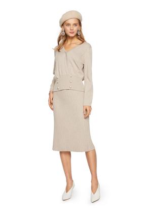 WEN&VI 纽扣饰V领针织套装 5540