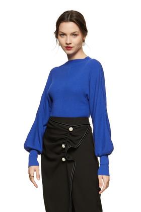 Kai & Kiera 蓝色优雅羊腿袖上衣 8769