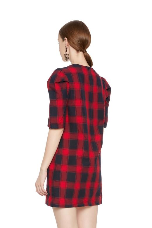 d'zzit 字母饰格纹连衣裙 5439 商品图1