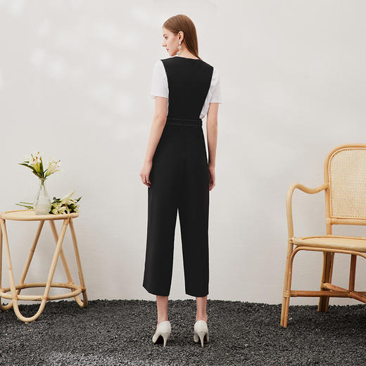 EITIE爱特爱春季新款时尚通勤百搭V领无袖收腰连体裤长裤女6907609 商品图10