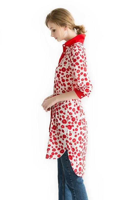 SINGLY 红色几何印花衬衫裙 1169 商品图1