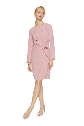 SUMMER & SAGE 荷叶边饰粉色连衣裙 5708