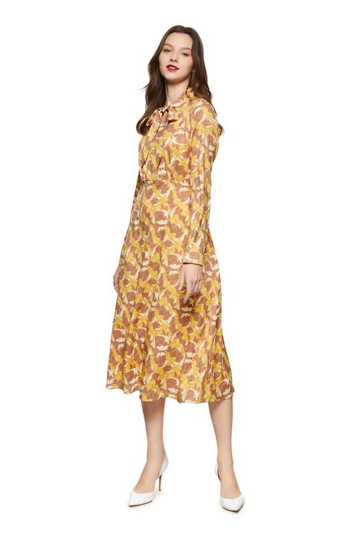 L.Fleuri 黄色印花系带连衣裙 8717 商品图0