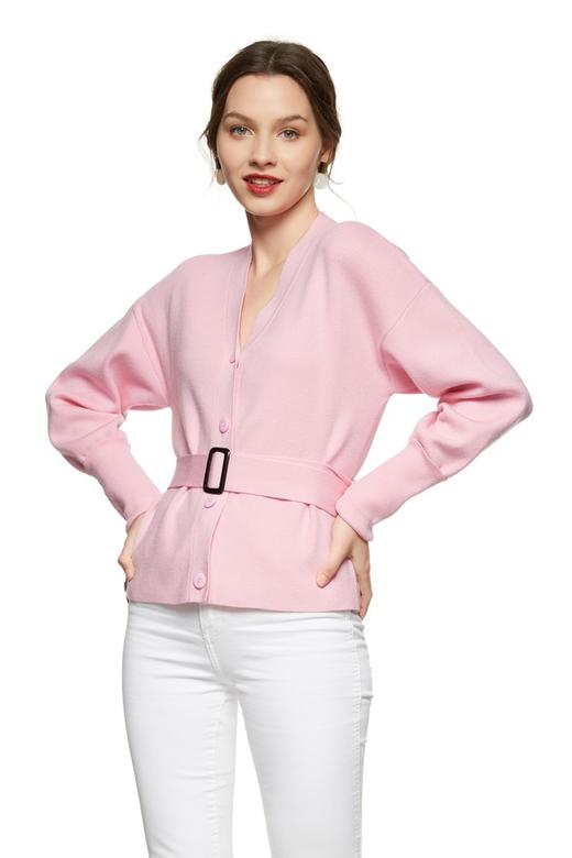 Le Malene 粉色方扣束腰针织外套 8876 商品图0