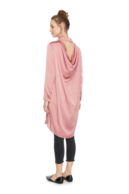 TONGRI曈日 桃粉色缎面长衬衫 5141 商品图1