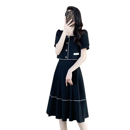 奢姿2025年夏季新款大码女装时尚方领两件套胖妹妹气质小香风套装9932990841 商品图4