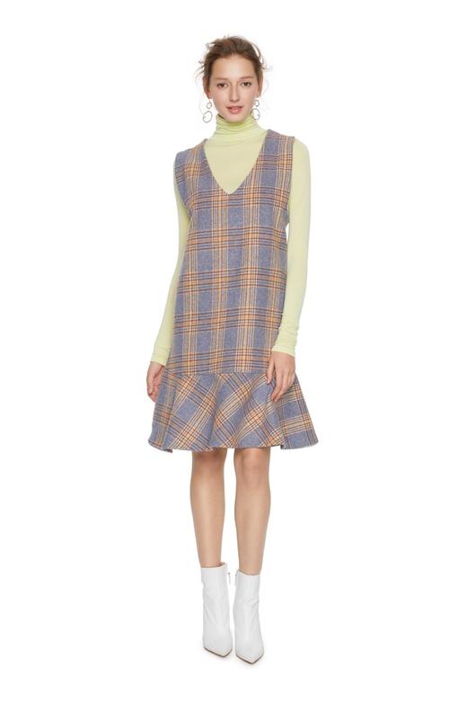 NOIR 荷叶摆格纹背心裙 5844 商品图0