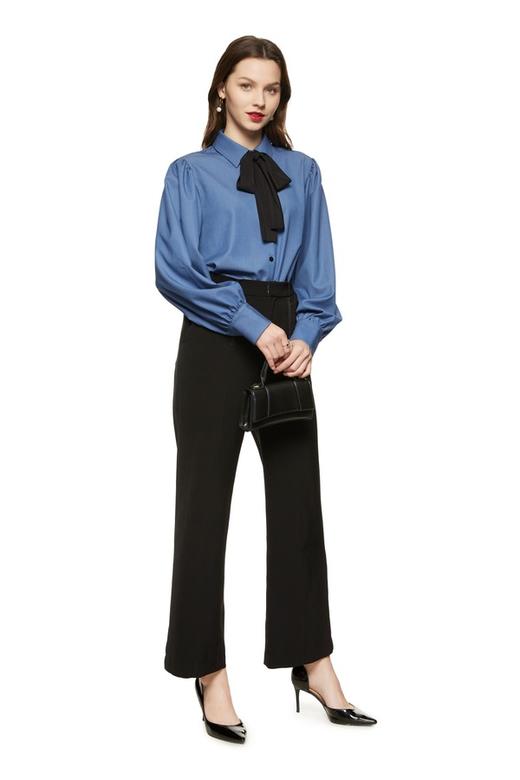 L.Fleuri 蝴蝶结系带蓝色衬衣 8754 商品图1