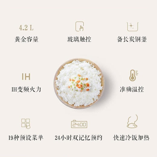 松下（Panasonic）电饭煲4.2L变频IH电磁加热 家用智能多功能电饭锅 备长炭内胆玻璃触控SR-HQ153可供企业采购 商品图1
