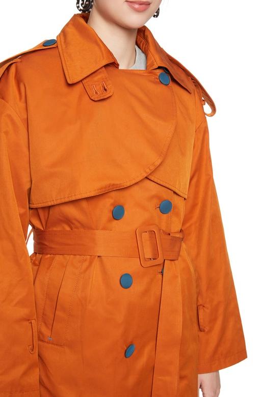 OCTAVIA 橙色双排扣束腰风衣 5978 商品图2
