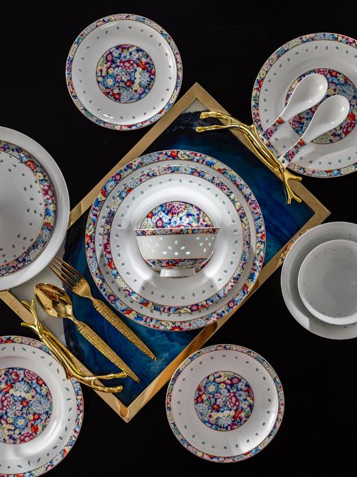 富玉 景德镇陶瓷 餐具套组 家用玲珑瓷 万花餐具 商品图3