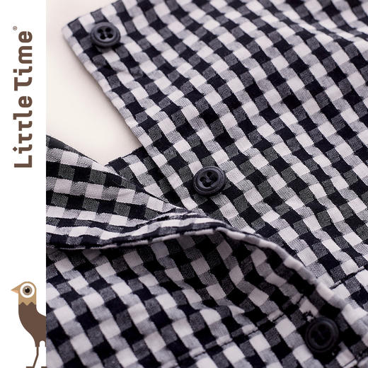littletime童装春夏黑白女童亲子款复古格子洋气吊带裙连衣裙 商品图3