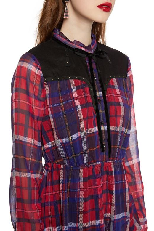 Betu百图 荷叶摆格纹连衣裙 5244 商品图2