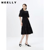NEELLY纳俪商场同款圆领春季黑色法式连衣裙女针织拼接A字大摆裙N23031Y01153 商品缩略图1