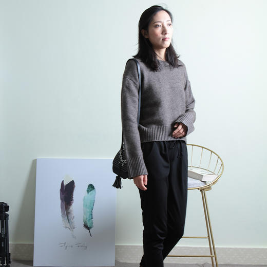 丁摩 牦牛绒低圆领厚实高绒宽松有型针织衫1001WX-145 商品图2